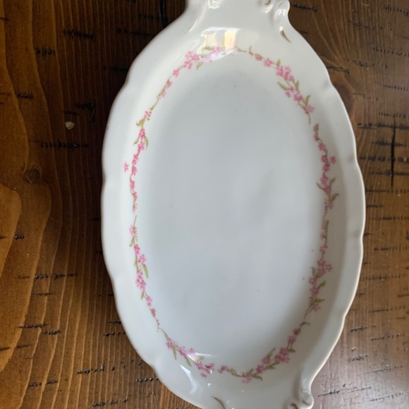 Vienna Austria Oval China Serving Platter Pink Floral Pattern 9" x 6" Oval - Picture 4 of 9